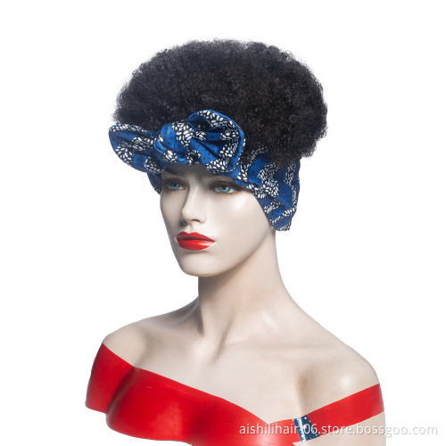 Aishili afro curly wig headband short wig with headband attached headband wigs for black women